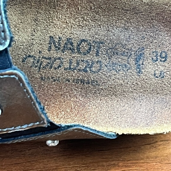 NAOT Leather Metallic Bronze Strappy Sandals Cork Made is Israel Sz 8 Rhinestone - Picture 8 of 14